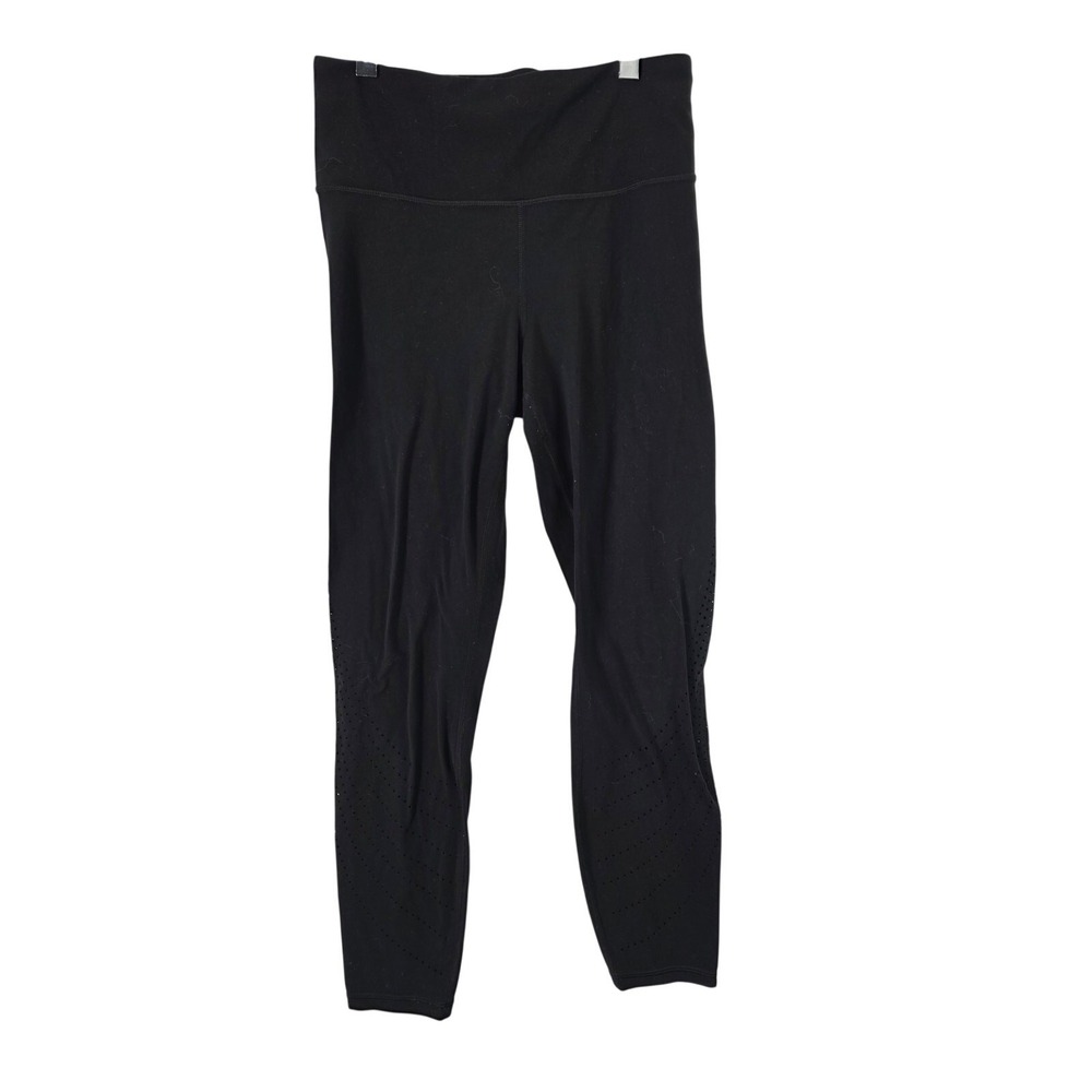 Athleta Elation Laser Cut 7/8 Leggings S Womens Black Pull On Yoga Workout